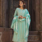 Mint Green Rayon Embroidered Anarkali Kurti Pant Set with Chanderi Dupatta