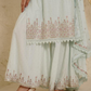 Pastel Blue Designer Schiffili Embroidered Sharara Set With Cotton Dupatta