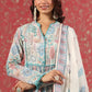 Turquoise Digital Print Mulmul Cotton Anarkali Kurti With Pant And Dupatta