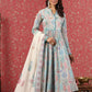 Turquoise Digital Print Mulmul Cotton Anarkali Kurti With Pant And Dupatta