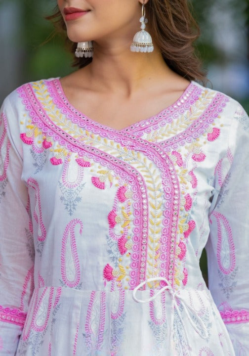 sachin and babi light blue dress Buy Embroidered Cotton Suit Set with Chiffon Dupatta Online At Best Price