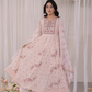Baby Pink Georgette Designer Embroidery Anarkali Set With Pant And Dupatta