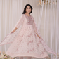 Baby Pink Georgette Designer Embroidery Anarkali Set With Pant And Dupatta