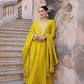 Cadmium Yellow  Schiffili Embroidered Three Piece Anarkali Set