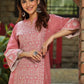 Rose Pink Designer Two Piece Embroidered Co-ord Set