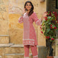  Rose Pink Designer  Two Piece Embroidered Co-ord Set