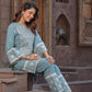 Powder Blue Designer Two Piece Embroidered Co-ord Set