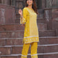 Yellow Designer Two Piece Embroidered Co-ord Set