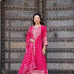 Magenta Designer Side Slit Embroidered Sharara Set With Dupatta