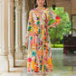 Mustard Angarakha Patterned Anarkali Kurti Set With Chinnon Dupatta