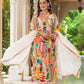 Mustard Angarakha Patterned Anarkali Kurti Set With Chinnon Dupatta