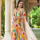 Mustard Angarakha Patterned Anarkali Kurti Set With Chinnon Dupatta
