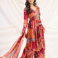 Dark Red Chinnon Angrakha Pattern Three Piece Anarkali Kurti Set