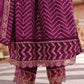 Wine Digital Print Muslin Anarkali Suit Set With Organza Dupatta