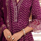 Wine Digital Print Muslin Anarkali Suit Set With Organza Dupatta