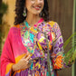 Purple Angrakha Pattern Three Piece Anarkali Kurti Set