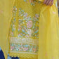 Yellow Anarkali Suit Set With Organza Dupatta