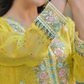Yellow Anarkali Suit Set With Organza Dupatta