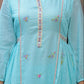 Light blue dress with intricate embroidery on a plain background