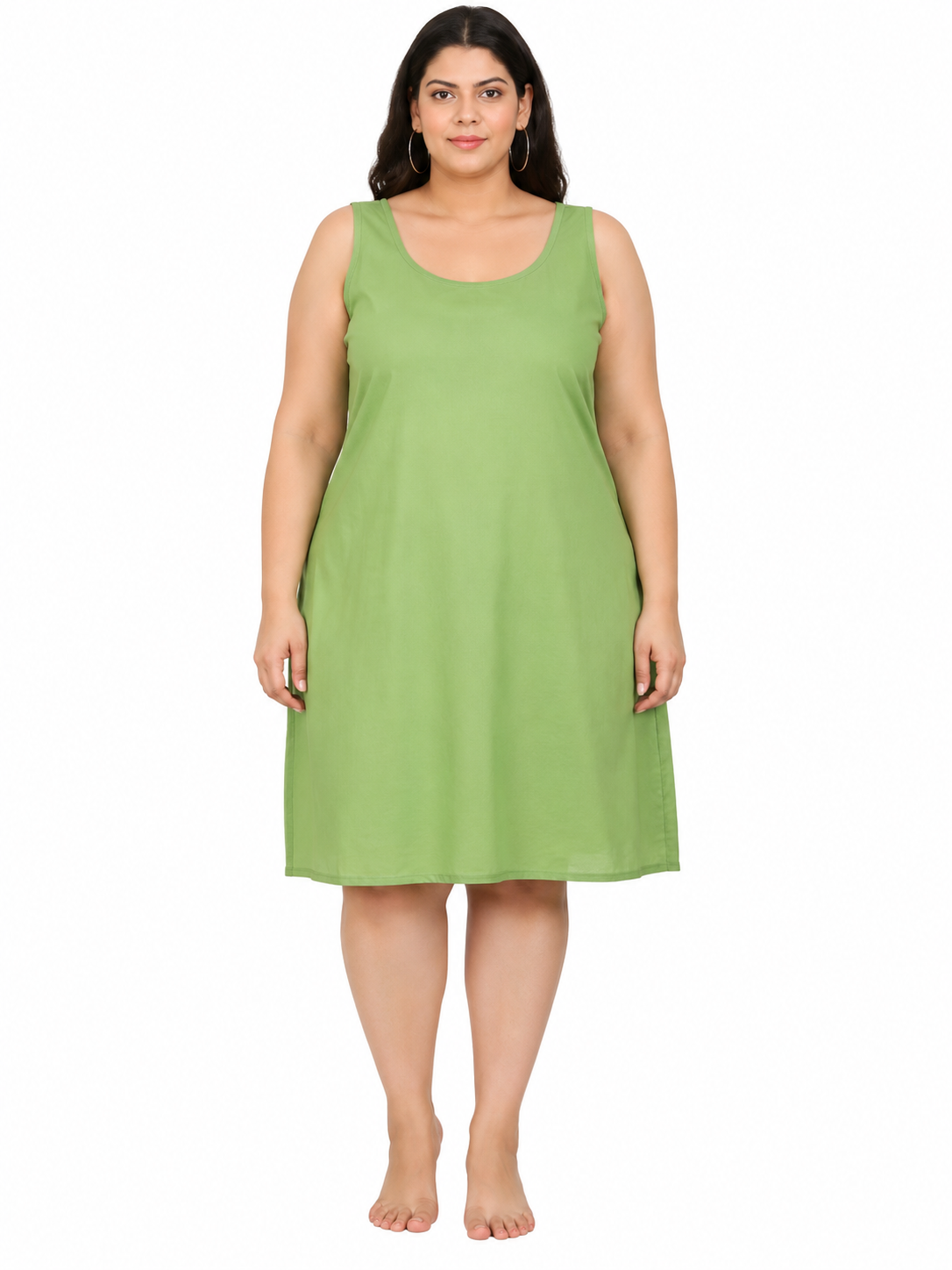Olive Green Cotton Long Inner Slip Plus Size