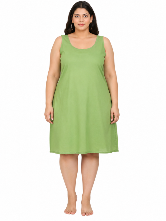 Olive Green Cotton Long Inner Slip Plus Size
