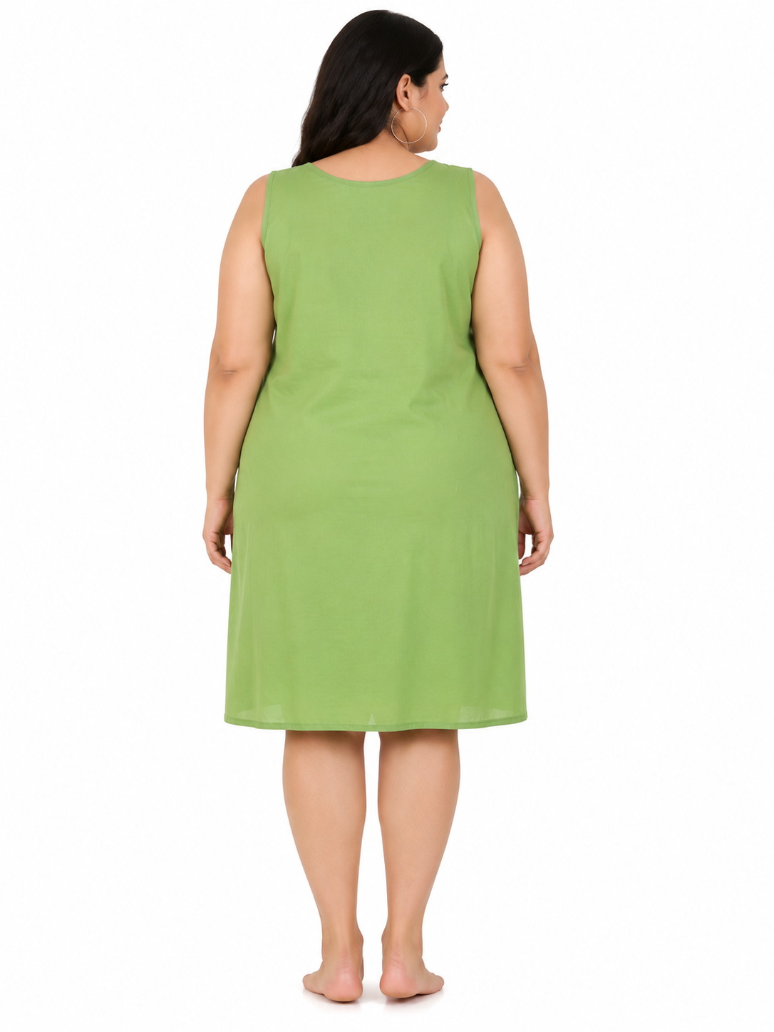 Olive Green Cotton Long Inner Slip Plus Size1