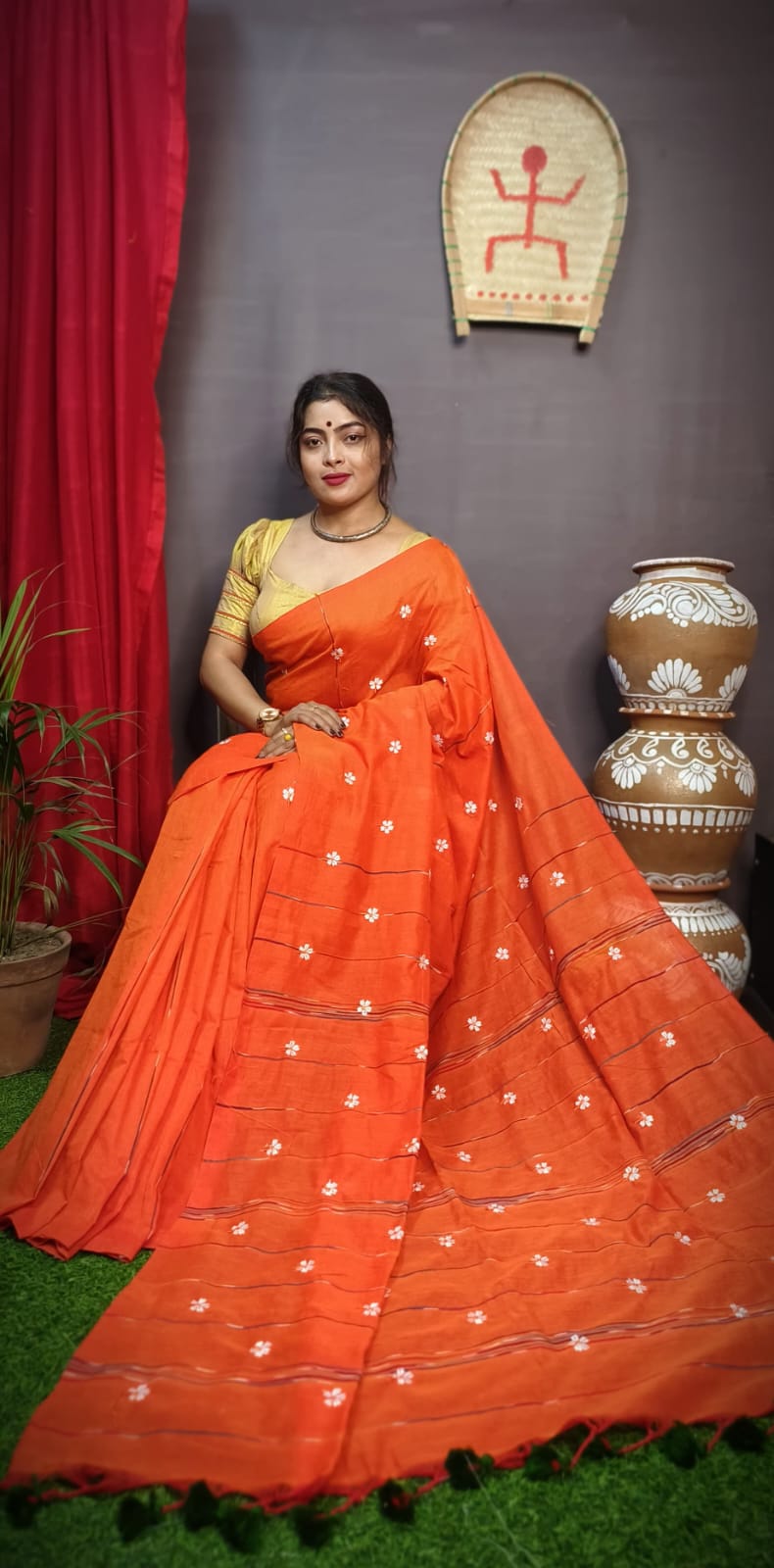 PAARIJAAT Kesh Khadi Handloom Cotton Saree