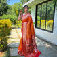 Bright Green Paithani Silk Saree With Allover Zari Woven Motifs