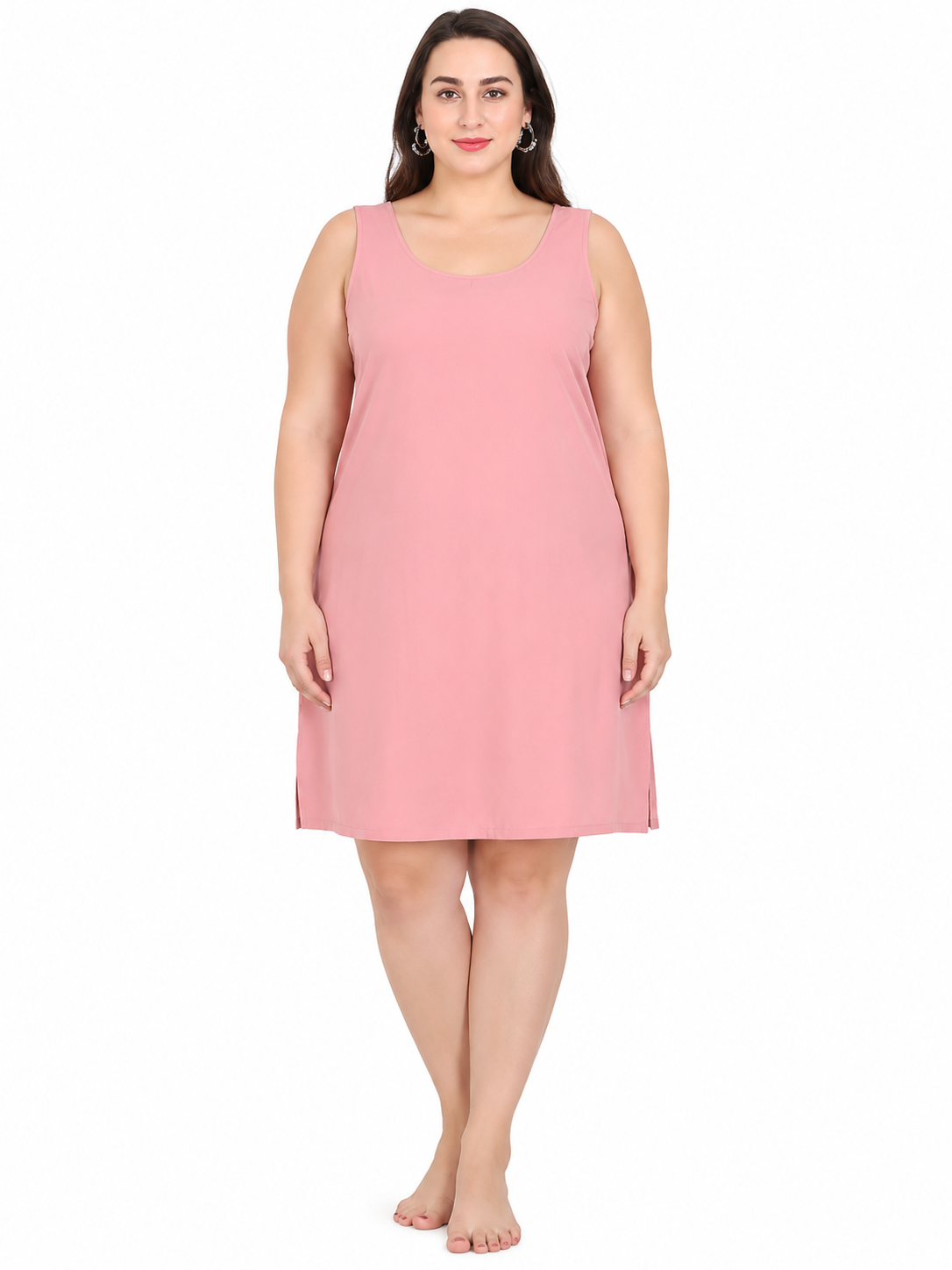 Peach Cotton Long Inner Slip Plus Size