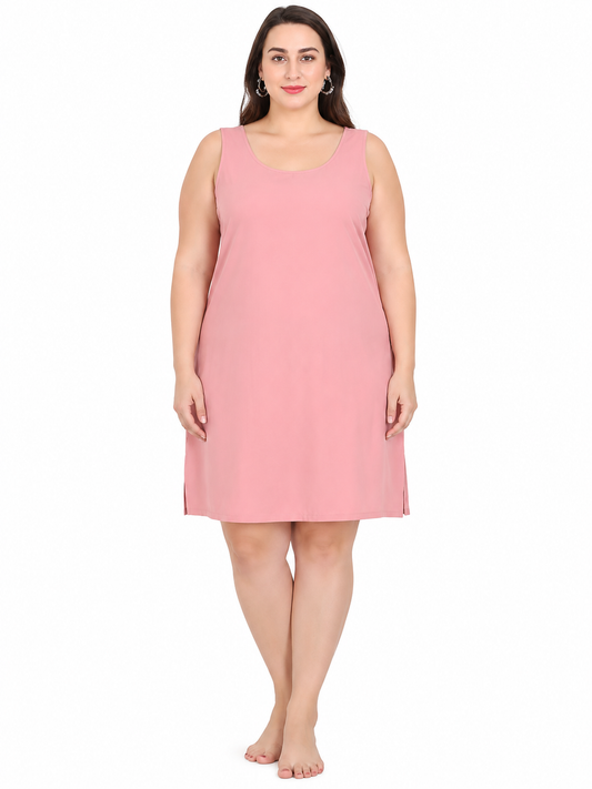Peach Cotton Long Inner Slip Plus Size