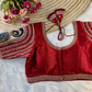 3-D Peacock Sleeves Appliqued Designer Blouse- Plus Size