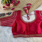 3-D Peacock Sleeves Appliqued Designer Blouse- Plus Size
