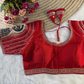 3-D Peacock Sleeves Appliqued Designer Blouse- Plus Size