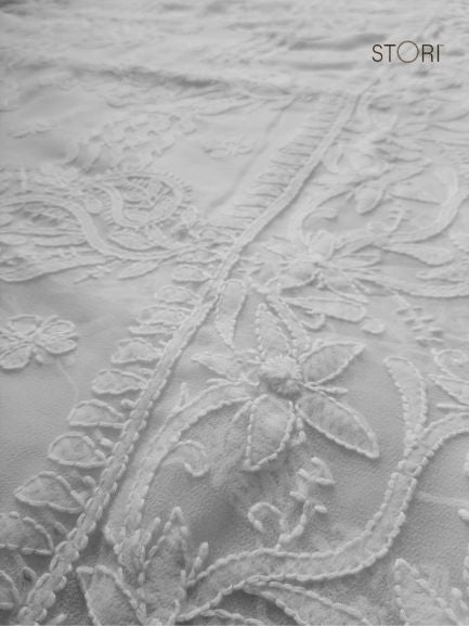 Pearl White Sanah Handcrafted Lucknowi Chikankari Saree