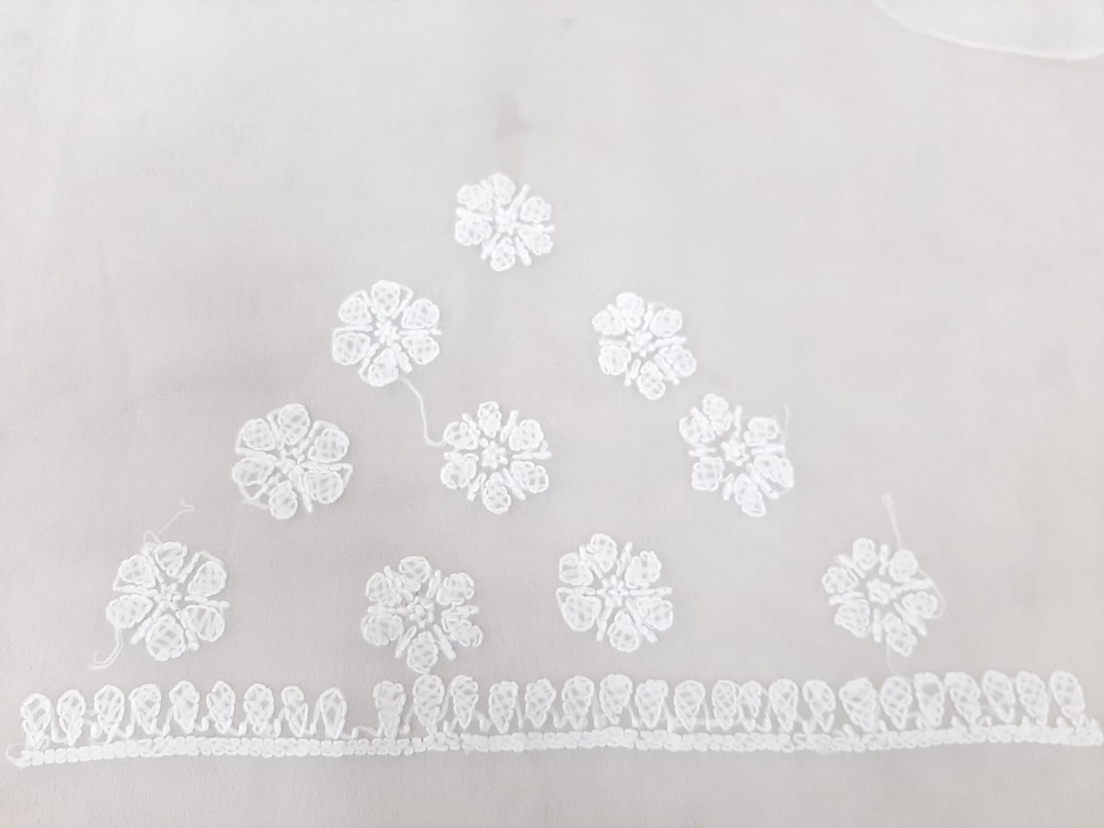 Pearl White Sanah Handcrafted Lucknowi Chikankari Saree
