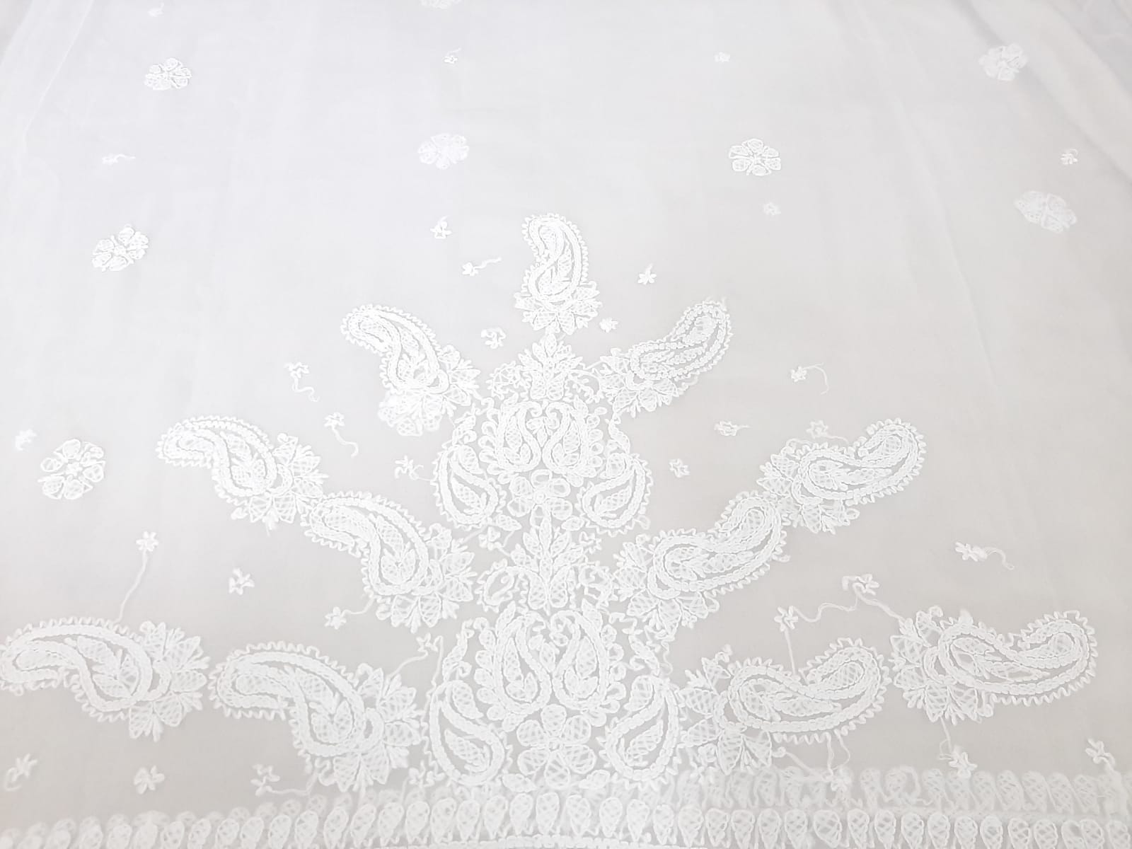 Pearl White Sanah Handcrafted Lucknowi Chikankari Saree