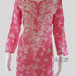 Petals Rose Pink Cotton Mulmul Chikankari Kurti