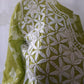 Petals Printed Olive Green Cotton Mulmul Chikankari Short Kurti