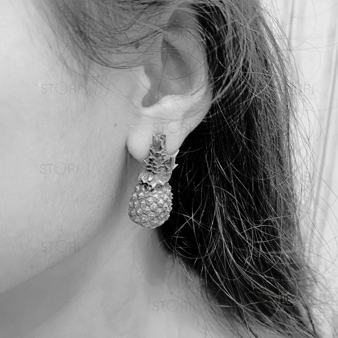 STORI Silver Earrings for women Quirky Pineapple
