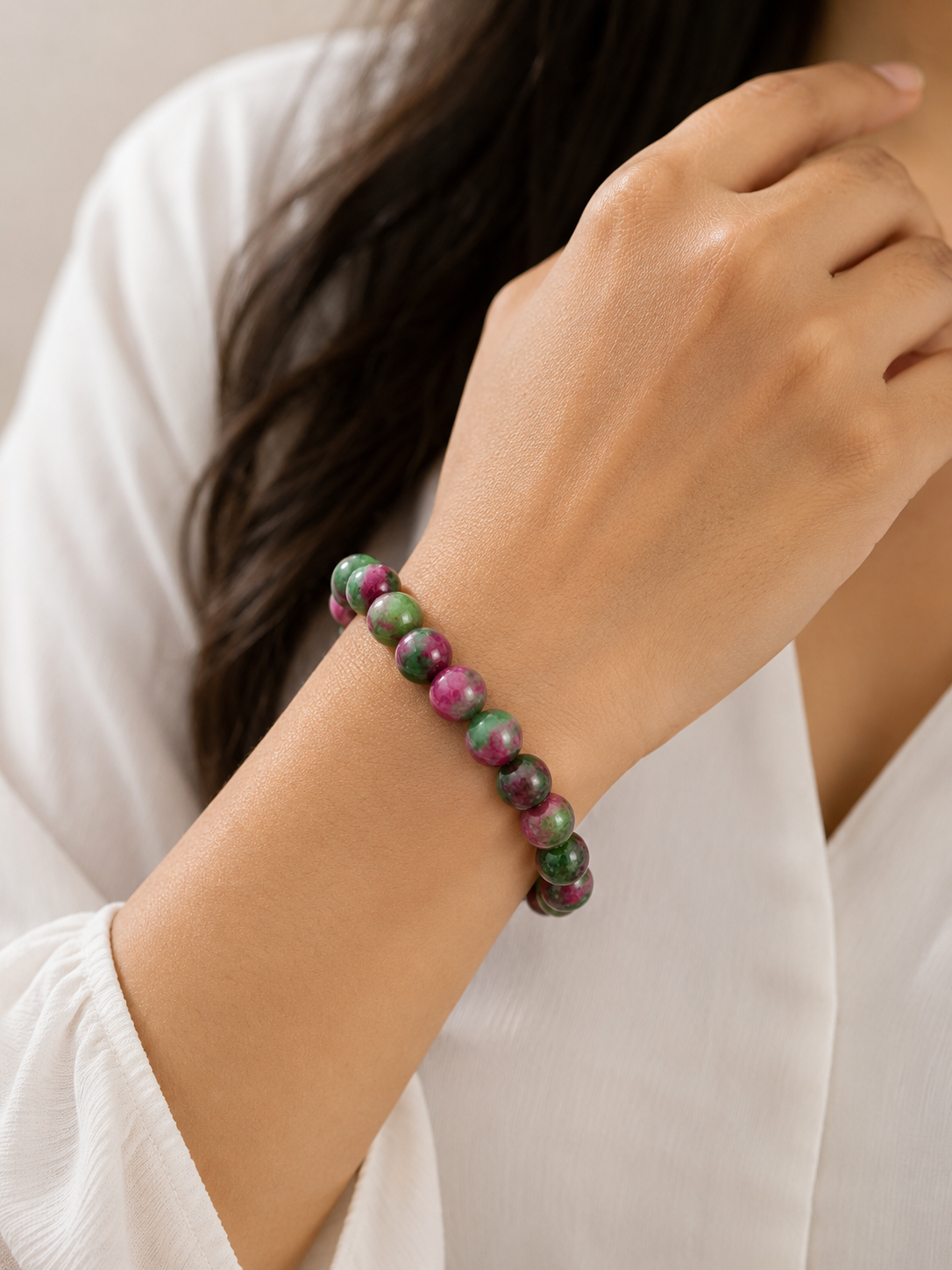 Pink And Green Beaded Brecelet1