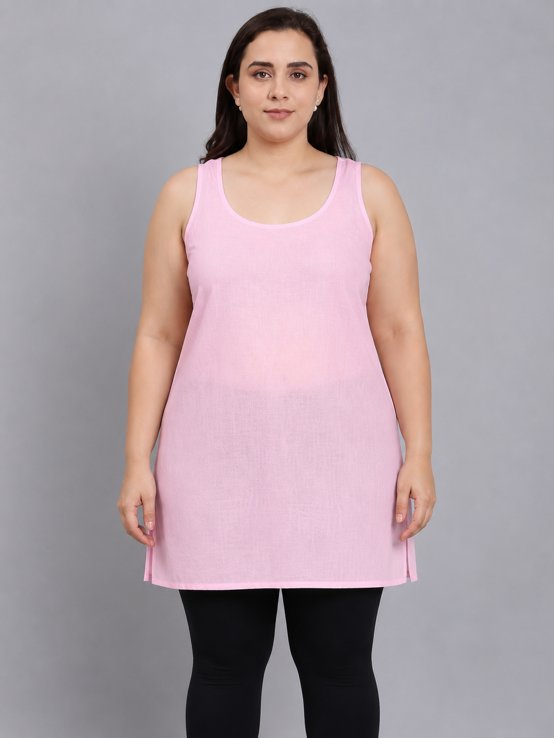Pink slip short plus size

