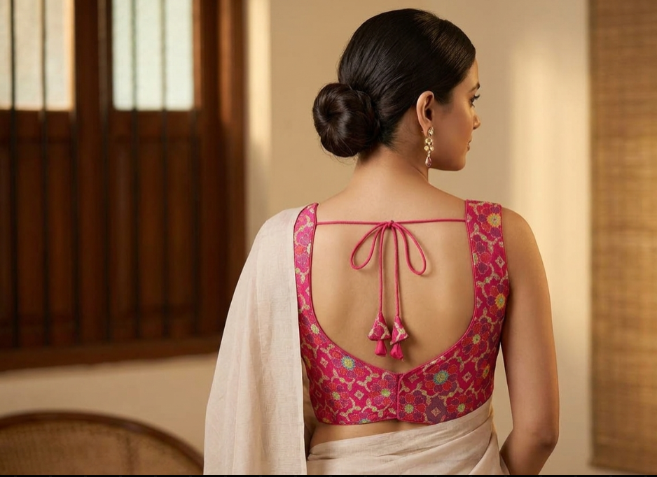 Pink Mahira Jacquard Sleeveless Blouse