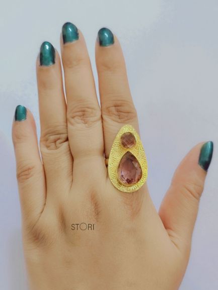 Rose Pink Stone Finger Ring