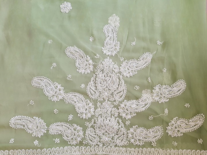 Pista Green Sanah Handcrafted Lucknowi Chikankari Saree