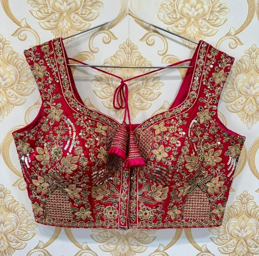 Sakshi Heavy Embroidered Designer Silk Blouse