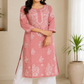 Zaarah Powder Pink Handcrafted Soft Modal Cotton Chikankari Kurti