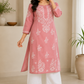 Zaarah Powder Pink Handcrafted Soft Modal Cotton Chikankari Kurti