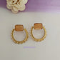 Prati Glossy Stone Round Earrings