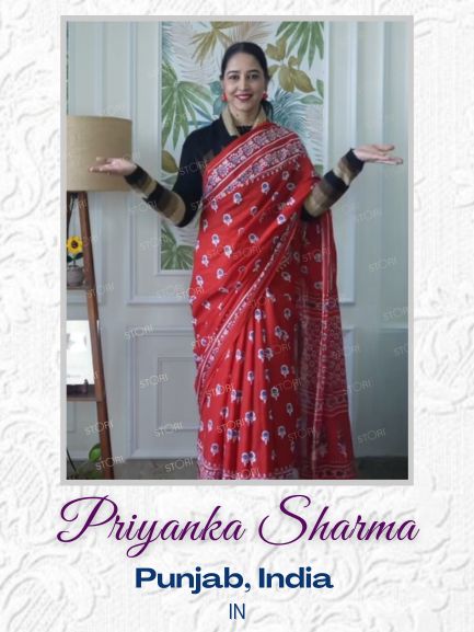 Priyanka Sharma in STORI Red Saree