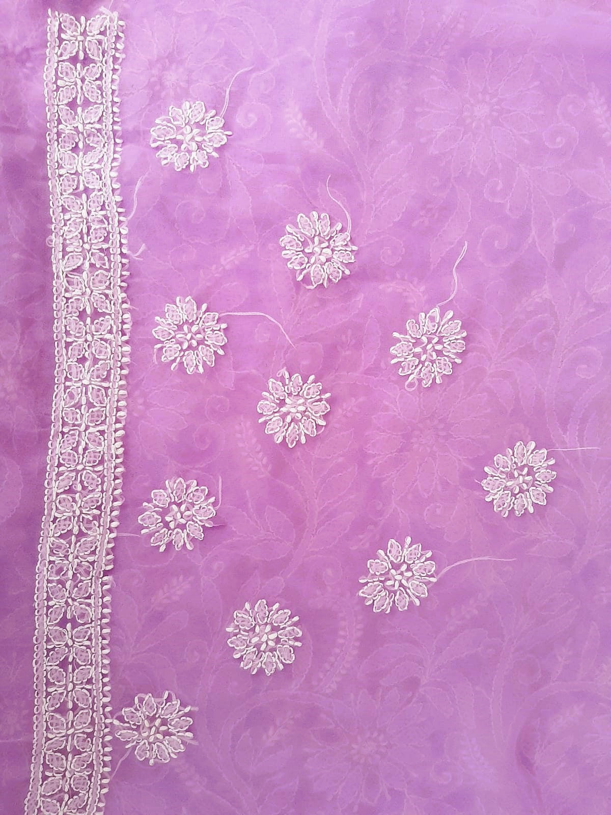 Purple Noor Full Jaal Hand Embroidered Lucknowi Chikankari SareePurple Noor Full Jaal Hand Embroidered Lucknowi Chikankari Saree